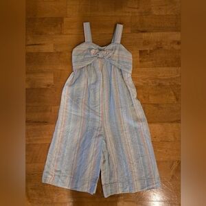 Hope & Henry Striped Girls Bow Front Jump Suit